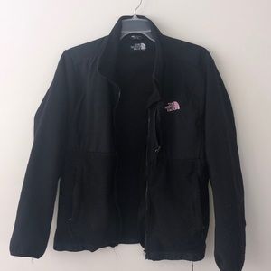 Black with pink logo North face